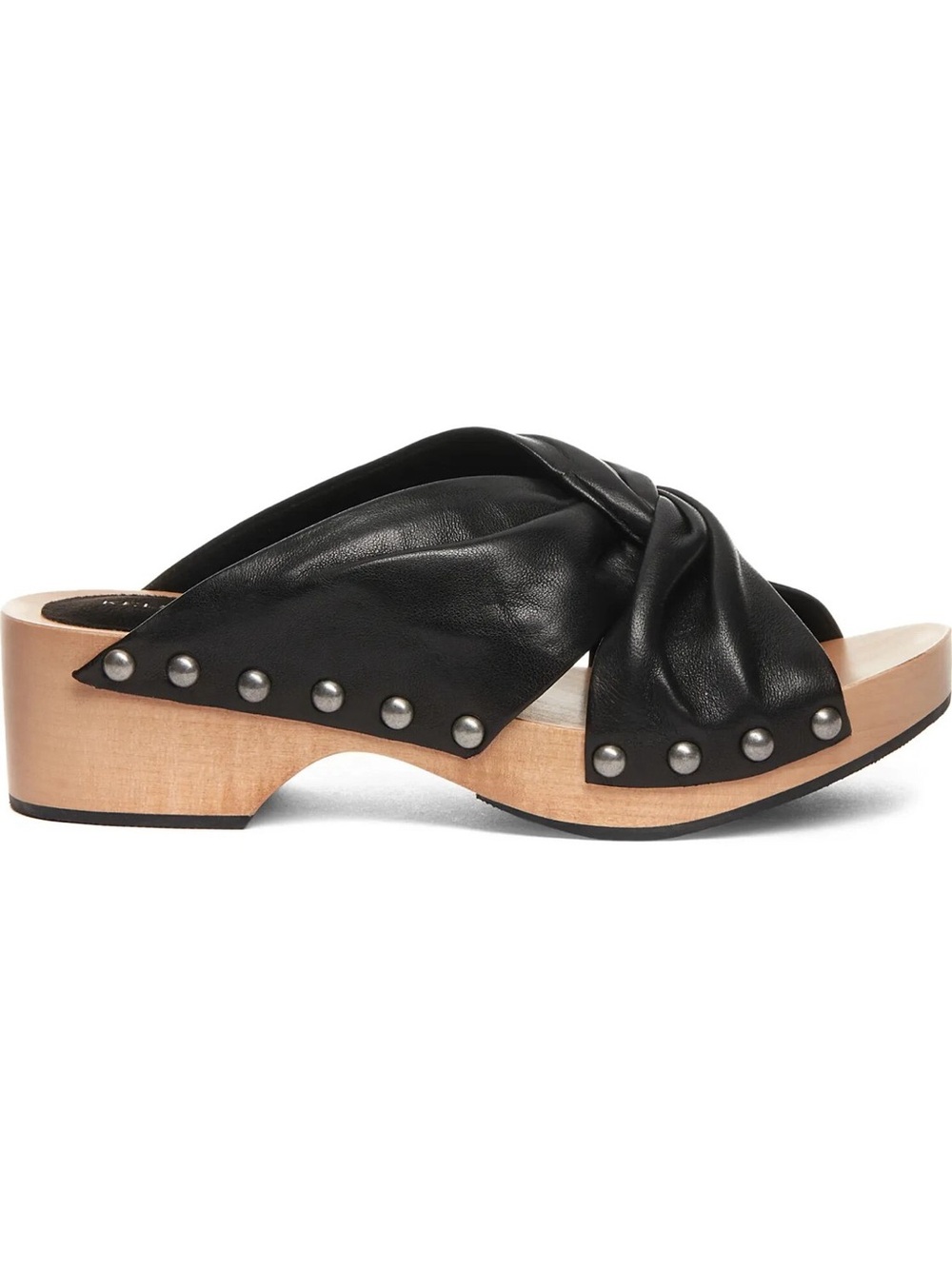 Kelsi Dagger Brooklyn 9 Black Studded Leather Slide Sandal Clogs Boho Chunky - Picture 2 of 8